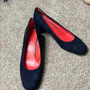 Pas de Rouge Lucia Navy Suede Heels Italy Size 41/10